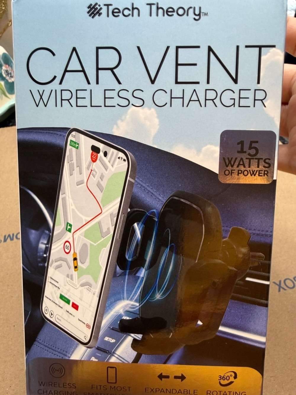 Theory Car Vent Wireless Charger - Black, White